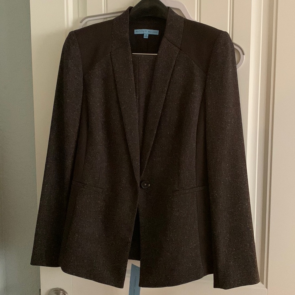 Antonio Melani single button chocolate brown suit